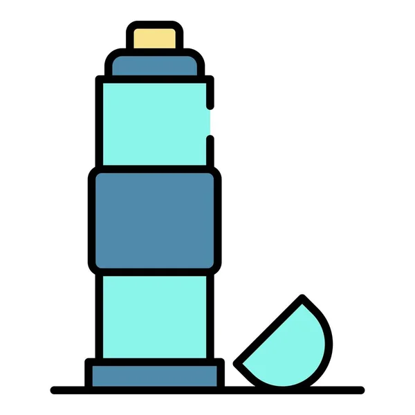 Termos hangat botol ikon warna garis luar vektor - Stok Vektor