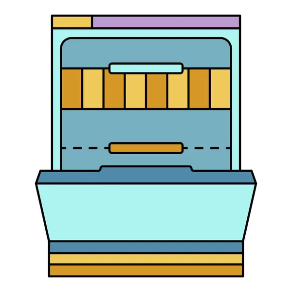 Vector de contorno de color icono de lavavajillas vacío — Vector de stock