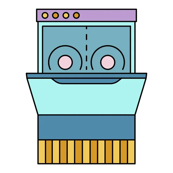 Lavavajillas icono de la máquina color contorno vector — Vector de stock