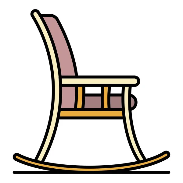 Sallanan sandalye simgesi renk ana hatları vektörü — Stok Vektör