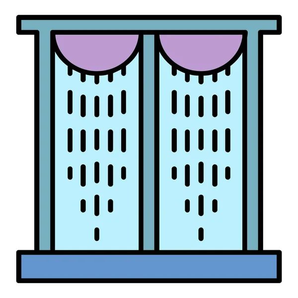 Plastikowe okna kurtyny ikona kolor zarys wektor — Wektor stockowy
