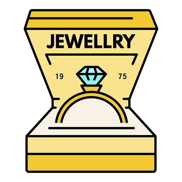 珠宝钻石戒指标志, 轮廓风格 — 图库矢量图片