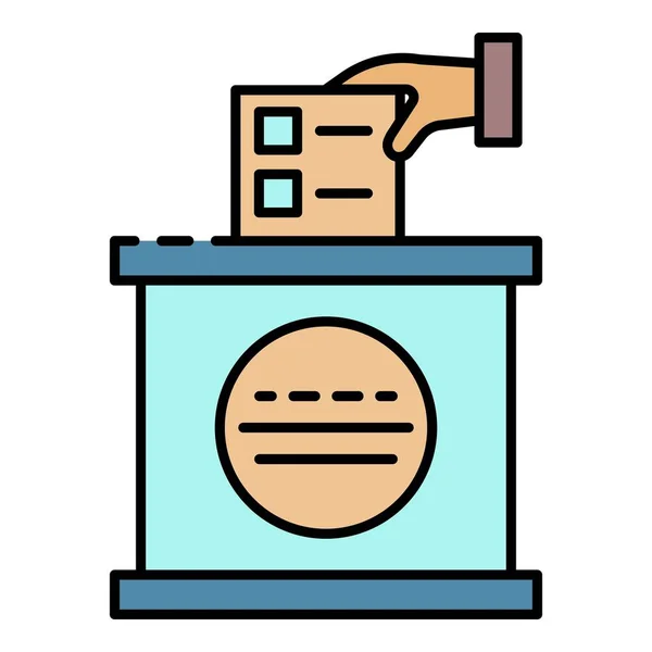Vettore contorno colore icona scheda elettorale — Vettoriale Stock