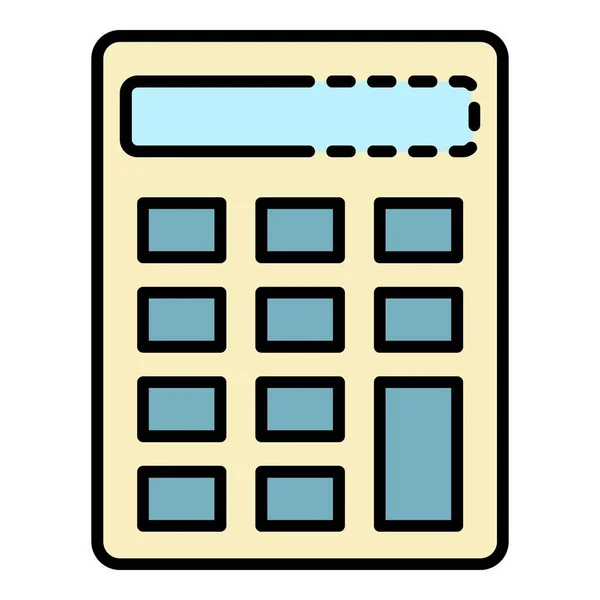 Schoolcalculator pictogram kleur overzicht vector — Stockvector