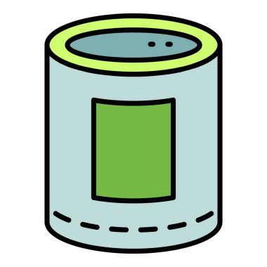 Yiyecek teneke kutu renk ana hatları vektörü