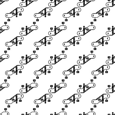 Kadın bebek yürüyen merdivenleri sorunsuz bir şekilde kaldırıyor.