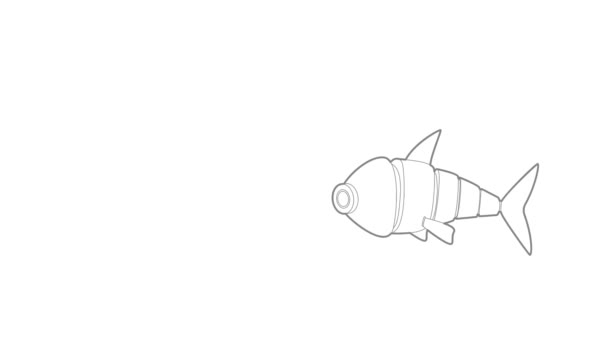 Robot fish icon animation — Stock Video