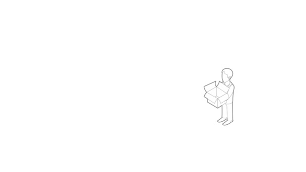 Empresario sosteniendo una animación icono cuadro de esquema — Vídeo de stock