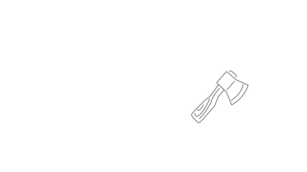Machado com animação ícone punho de madeira — Vídeo de Stock