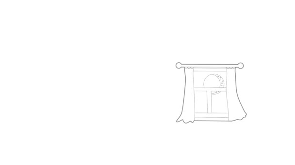 Animace ikon nočního okna — Stock video