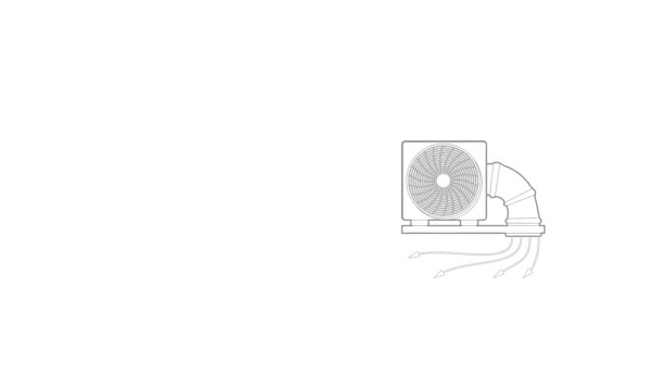 Анимация иконок системы вентилятора и трубы — стоковое видео