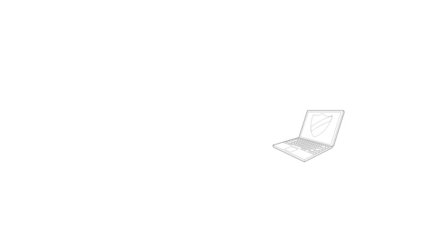 Ordenador portátil con protección icono de animación escudo — Vídeo de stock