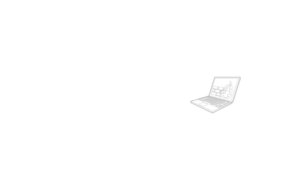 Фаєрвол на піктограмі монітора ноутбука анімація — стокове відео