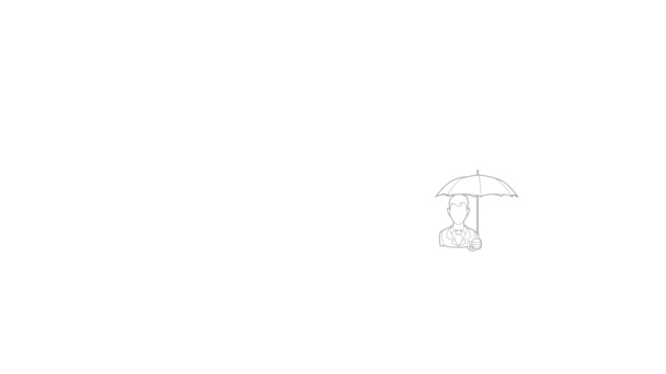 Empresario con animación icono paraguas abierto — Vídeo de stock
