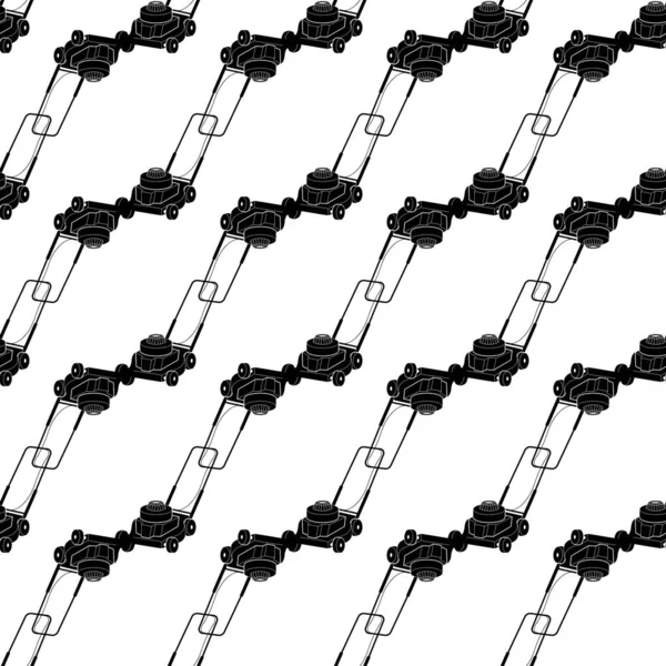 Patrón de cortadora de césped de gasolina vector sin costura — Archivo Imágenes Vectoriales
