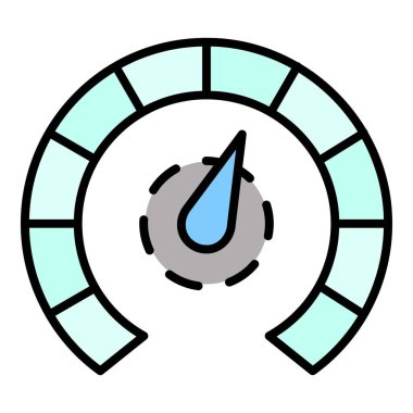 Takhometer araba simgesi renk ana hatları vektörü