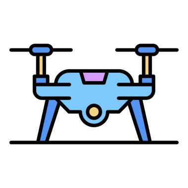Yer simgesi renk çizgisi vektöründe dron