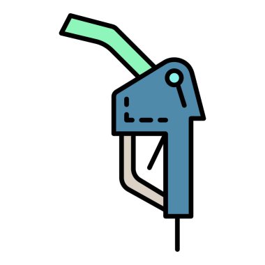 Benzin istasyonu tabancası ikonu renk çizgisi vektörü