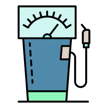 Benzin istasyonu tabancası sütun simgesi renk dış hat vektörü