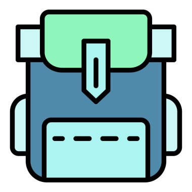 Kamp sırt çantası simgesi renk ana hatları vektörü