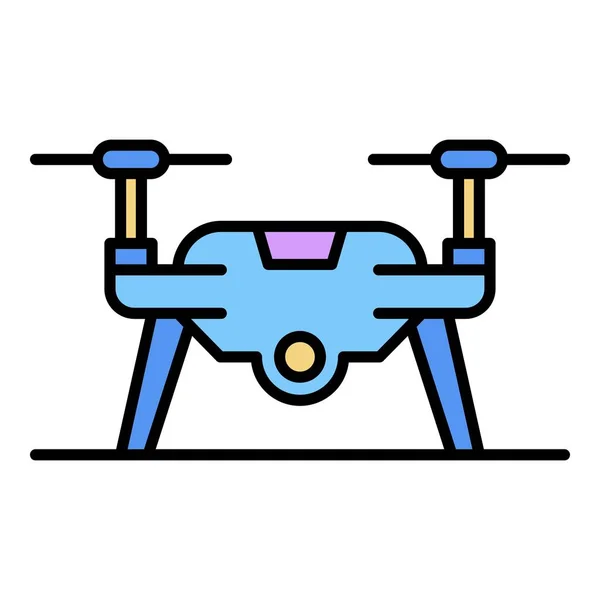 Drone en el icono de tierra color contorno vector — Vector de stock