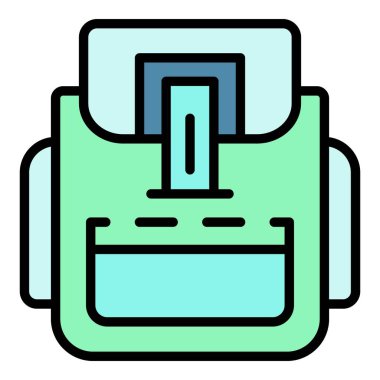 Modern sırt çantası simgesi rengi dış hat vektörü