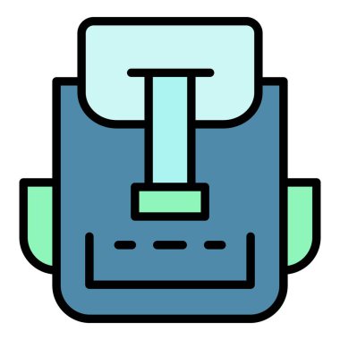 Kanvas sırt çantası simgesi renk ana hatları vektörü