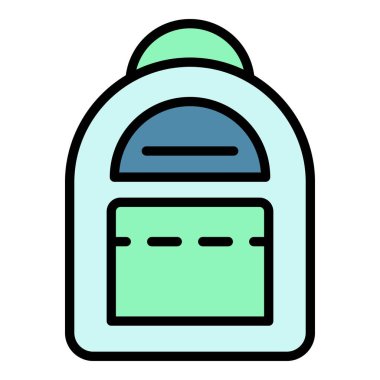 Çocuk sırt çantası simgesi renk ana hatları vektörü