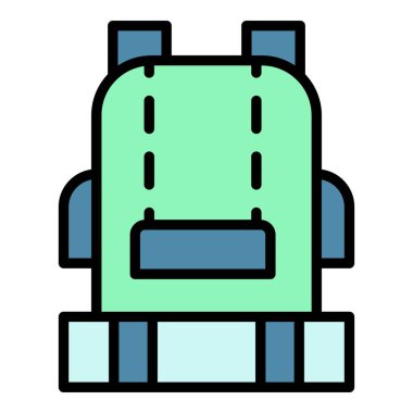 Kamp sırt çantası simgesi renk ana hatları vektörü