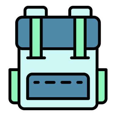 Askeri sırt çantası simgesi renk ana hatları vektörü