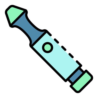 Ağızlık elektronik sigara ikonu renk ana hatları vektörü