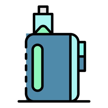 Duman vape kutusu simgesi renk ana hatları vektörü