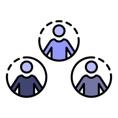 Sosyal insanlar ağ simgesi renk ana hatları vektörü