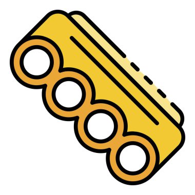 Pirinç muşta simgesi renk ana hatları vektörü