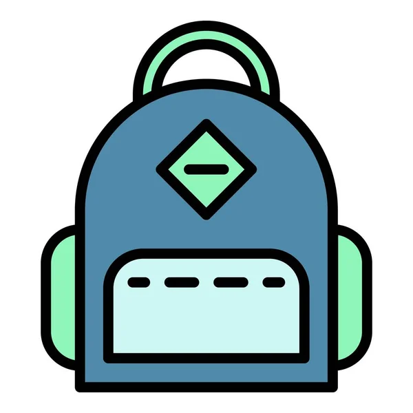 Student Rucksack Symbol Farbe Umrissvektor — Stockvektor