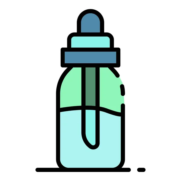 Ηλεκτρικό τσιγάρο υγρό μπουκάλι εικονίδιο χρώμα περίγραμμα διάνυσμα — Διανυσματικό Αρχείο