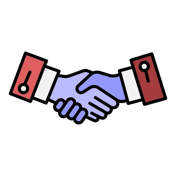 Handshake-Symbol Farbe Umrissvektor — Stockvektor