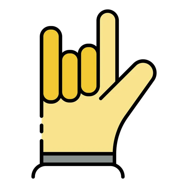 Hand Rock it Zeichen Symbol Farbe Umrissvektor — Stockvektor