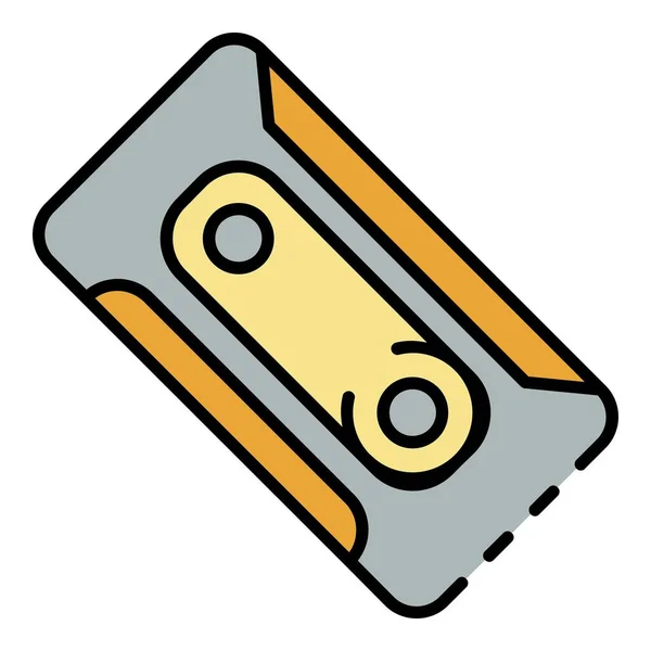Plast kassett ikon färg kontur vektor — Stock vektor