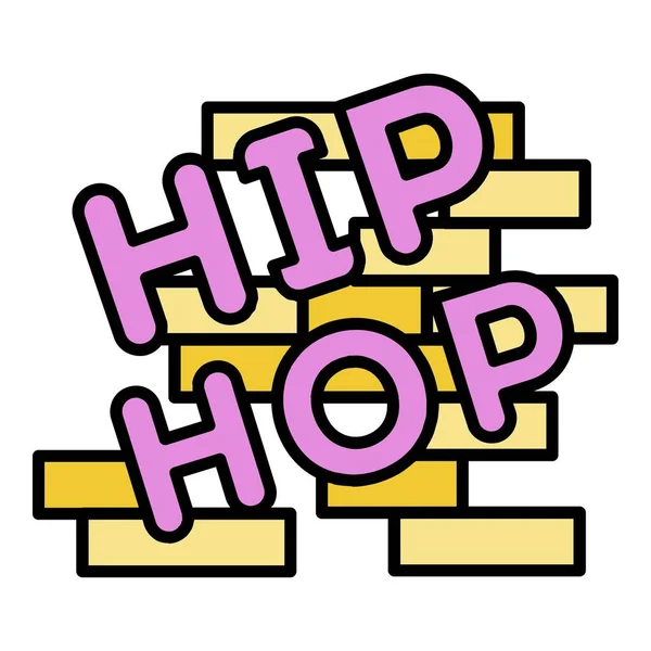 Hip hop tuğla duvar simgesi renk ana hatları vektörü — Stok Vektör