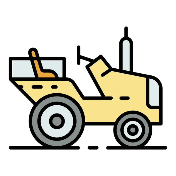 Granja tractor icono color contorno vector — Vector de stock