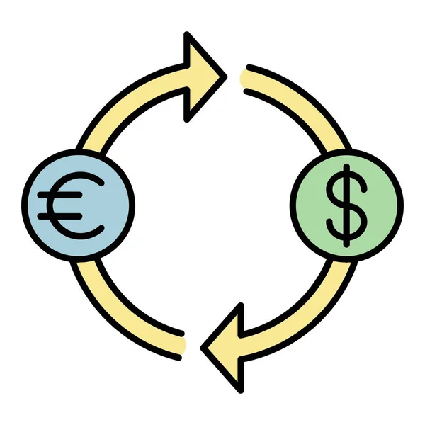 Geld konvertieren Symbol Farbe Umrissvektor — Stockvektor