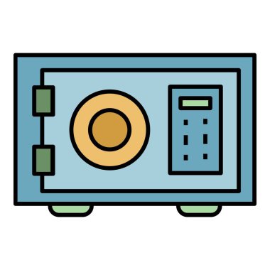 Metal güvenli simge rengi dış hat vektörü