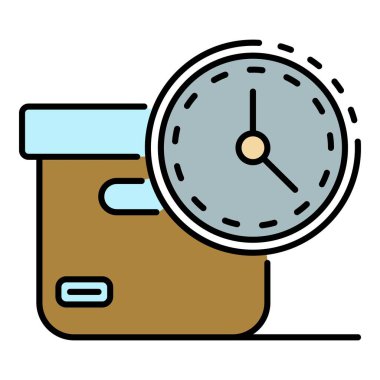 Hızlı paket dağıtım simgesi renk ana hatları vektörü