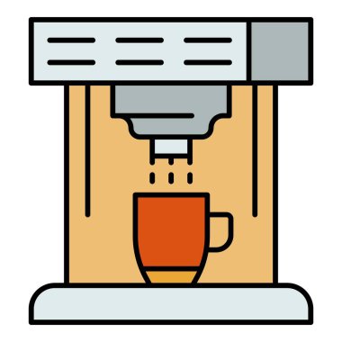 Kahve makinesi simgesi renk ana hatları vektörü