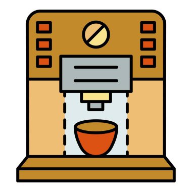 Plastik kahve makinesi simgesi renk ana hatları vektörü