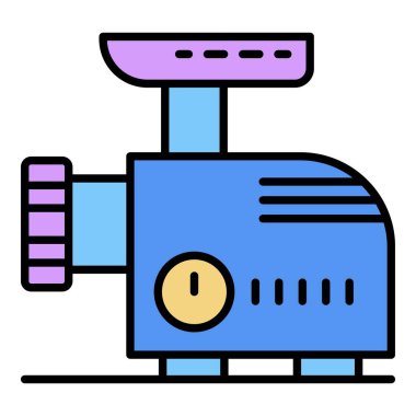 Elektrikli et öğütücü simgesi renk ana hatları vektörü