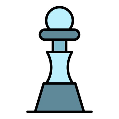 Satranç piyonu parçası simge rengi dış hat vektörü