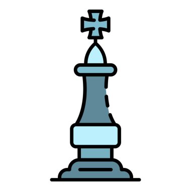 Satranç kralı simgesi renk ana hatları vektörü