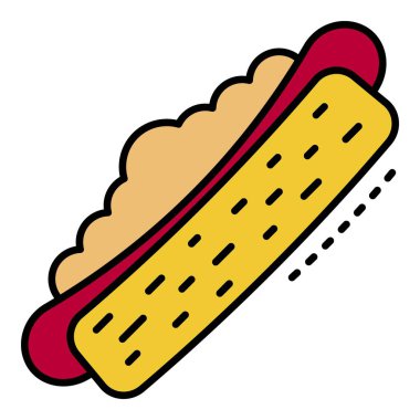 Hot dog simgesi renk ana hatları vektörü